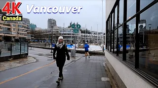 🇨🇦【4K UHD】Vancouver Raining Day Walk, Canada 2021