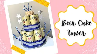DIY Beer Cake Tower with real cake on the top | under $20
