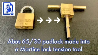 281. DIY Homemade Lock Pick - Abus 65/30 padlock picked & made into Mortice Lever Lock tension tool