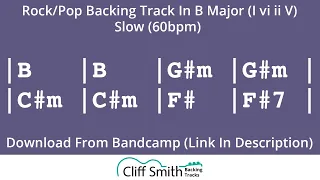 B Major - Slow Rock Backing Track - I vi ii V (60bpm)