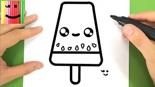 HOW TO DRAW A CUTE WATERMELON ICE CREAM KAWAII