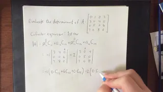 Finding the determinant of a 4x4 matrix using cofactors expansion