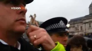 The police try for a riot at the Thatcher Demo in Trafalgar Sq?