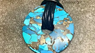 Polymer Clay Faux Breccia Turquoise Technique/Pendant