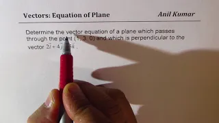 Vector equation of Plane through (1, 3, 0) and perpendicular to 2i+4j+5k