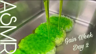 💚 Gain Week: Dish Soap | ASMR SPONGE SQUEEZING | 💚