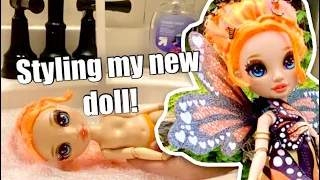 Styling Poppy: Butterfly Queen (custom fairy wings, new hair, rhinestones!) Rainbow High Runway doll