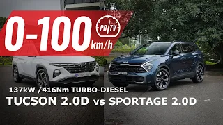 2022 Hyundai Tucson 2.0D vs Kia Sportage 2.0D: 0-100km/h & engine sound