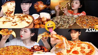 FoodCraving's| BEST *MUKBANGER'S* EATING HUGE PIZZA| BIG BITE FAST+FOOD COMPILATION| ASMR MUKBANG✅