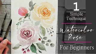 Watercolor Roses For Beginners | Watercolor Techniques | Loose Watercolor Flowers