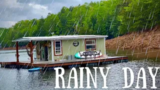 RAIN STORM On An Off-Grid Floating Cabin… ⛈