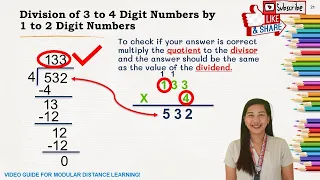 Division of 3 to 4 Digit Numbers by 1 to 2 Digit Numbers