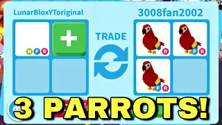 😱🦜WOAH! THEY OFFERED ME 3X PARROTS FOR MY COOL VALUABLE NEON PET! ADOPT ME TRADING #adoptmetrades