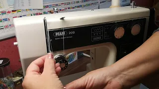 Ober Nähmaschine Pfaff 209 einfädel, Заправка верхней нити швейной машины,  sewing machine