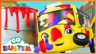 Coloring With the Paint Cannon - Learn Colors | Go Buster | Cartoons for Kids | Learning Show