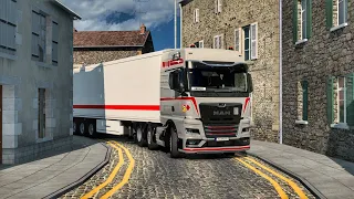 Maneuvering Massive Truck Through Narrow Streets of Britain | #ets2  1.49