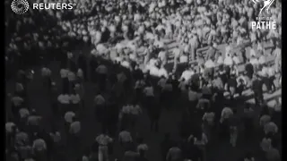 SPAIN: Pamplona bull run takes place (1935)