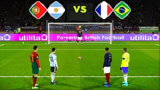 Portugal & Argentina vs France & Brazil || Ronaldo & Messi vs Neymar & Mbappe | Penalty Shootout PES