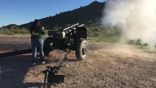 Howitzer 105 Cannon in Slow Motion