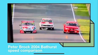 Peter Brock, rare 2004 Bathurst speed comparison. A9X v VY SS v V8 supercar.