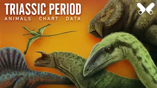 TRIASSIC PERIOD. Animals size comparison and data. Paleoart