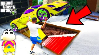 Franklin Found A SECRET LUXURY ROOM Under Franklin Car in GTA 5 | SHINCHAN and CHOP