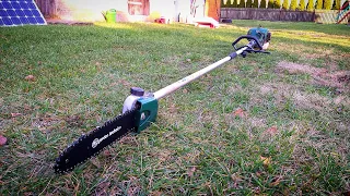 Attachment to the brush cutter for cutting branches. Chainsaw