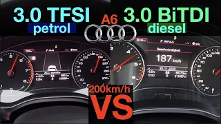 ACCELERATION BATTLE | Audi A6 3.0 TFSI *Supercharged* vs Audi A6 3.0 BiTDI | Petrol vs Diesel