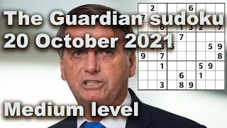 Sudoku solution – The Guardian sudoku 20 October 2021 Medium level