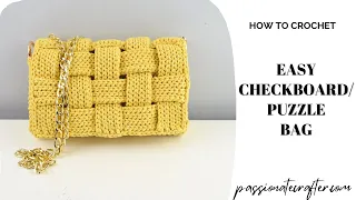 DIY mini crochet bag | How to crochet easy bag | Crochet summer bag | Crochet puzzle bag.