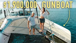 We lived onboard a $1.9 Million GUNBOAT (full tour + Trimaran update!)