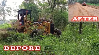 Motor Grader Must Remove All Bushes To Make It A Beautiful And Safe Road To Travel