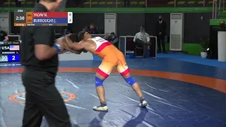 1/2 FS - 74 kg: N. YADAV (IND) v. J. BURROUGHS (USA)