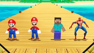 Mario Party 9 Minigames - Luigi Vs Mario Vs Steve Vs Spider Man (Master Difficulty)