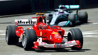 Mercedes F1 2020 vs Ferrari F1 2004 at Chicago GP Circuit