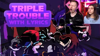Реакция на Triple Trouble WITH LYRICS | Sonic.exe mod Cover | ft CryptidCalico, Supergoku31