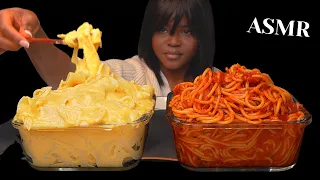 ASMR TOMATO SAUCE SPAGHETTI & CHEDDAR CHEESE CREAMY PASTA MUKBANG |Sticky Eating Sounds| Vikky ASMR