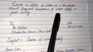 A Letter to The Editor About Breakdown of Water Supply | Letter to A Newspaper Editor