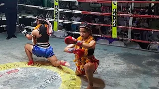 Phetmanee Sitkaewjan (red) Vs Pinmanee of Myanmar (blue), Wai Kru, 50 kilos @Antza Muay Thai