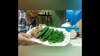 cooking salad for lunch(pako /edible fern