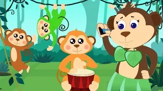 пять маленьких обезьян | рифмы для детей | детская песня | Nursery Rhymes | Five Little Monkeys