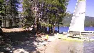 Sailing a Hobie 14' Catamaran on Huntington Lake, CA