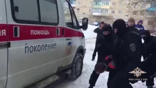 Russian riot police, OMON operators during fast release of hostage.