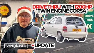 Drive-Thru with 1200 HP Twin Engine Corsa + UPDATE - Christmas Special