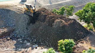 NEW PROJECT! THE BEST WORK FAST DOZER CAT​ D6R2 PUSHING CLEARING SOIL MAKE NEW ROAD DAM CONSTRUCTION