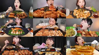 🐂 Mukbang Korean eating Daechang ASMR Crispy Beef intestine in Big Bowl Compilation ‼️ Part 1