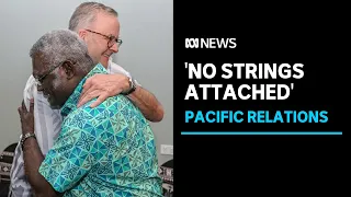 Albanese and Solomon Islands leader share warm greeting in Fiji despite China tensions | ABC News