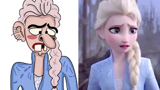 Frozen let it go vs Moana escape the kakamora Drawing meme 👩‍🦰 😆 moana and Elsa funny face memes