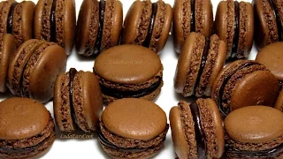 Chocolate Macarons with dark chocolate ganache easy recipes