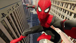 Spider-Man PS4 Free Roam Web Swinging in the Far From Home Upgraded Suit